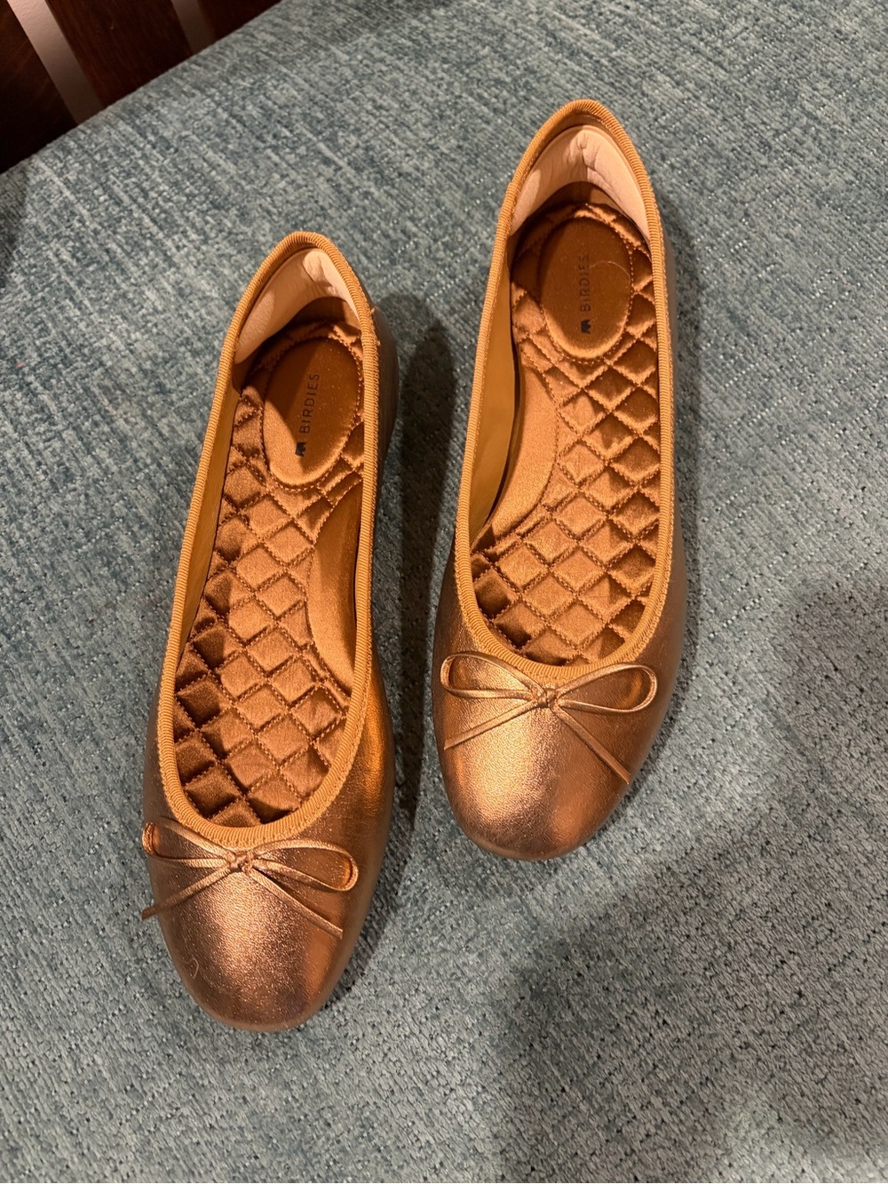 Birdies Metallic Copper /Gold Hummingbird Ballet Flats with Bow